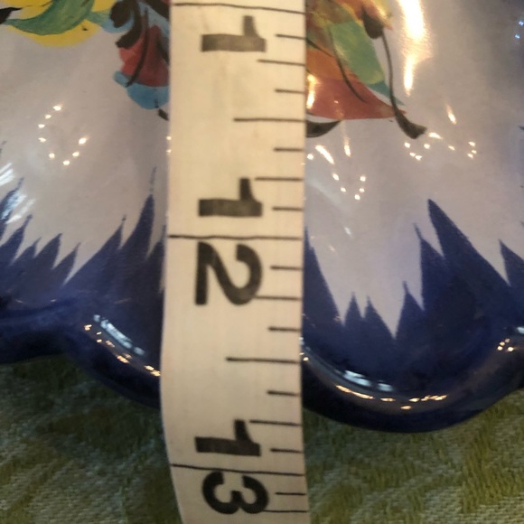 LARGE DIVIDED PLATTER SERVING TRAY PLATE HANDPAINTED FLORAL Round Vintage. - Picture 7 of 8